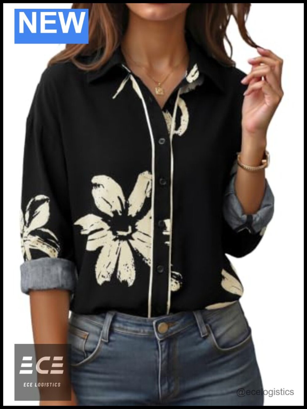 Womens Polka Dot Button Down Blouse Long Sleeve V Neck Oversized Top